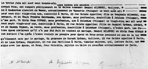 L'acte de mariage de Mendel et Mirla Milewski.