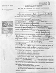 Dclaration en vue de rclamer la nationalit franaise pour Franoise Milewski, en vertu du droit ud sol, en juillet 1947 (page 1).