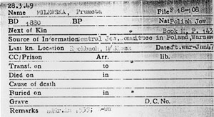 Frymeta Milewski, juive polonaise, a, selon le Comit Central des Juifs polonais, vcu  Rychbach en Silsie (Slask en polonais) de l'aprs-guerre  janvier 1947. Adresse dclare en 1939 : Warszawa (W-wa).