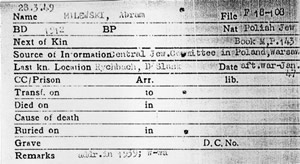 Abram Milewski, Juif polonais n en 1912, a, selon le Comit Central des Juifs polonais, vcu  Rybach en Silsie (Slask en polonais) de l'aprs-guerre  janvier 1947 (dans un Centre communautaire). Adresse dclare en 1939 : Warszawa (W-wa).