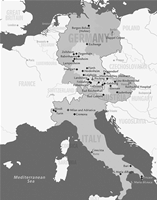 Carte des camps de personnes déplacées en Europe
