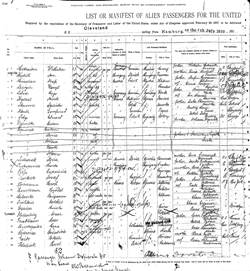 Page du registre d'arrive  Ellis Island contenant Benyamin Milewski ( la ligne 22)